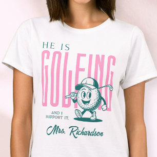 Retro Personalized Script Mrs Pink Funny Golf Wife T-Shirt