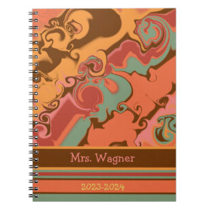 Retro Personalized Teacher Cheerful Pretty Modern Notebook