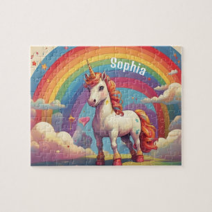 Retro Personalized Unicorn Jigsaw Puzzle