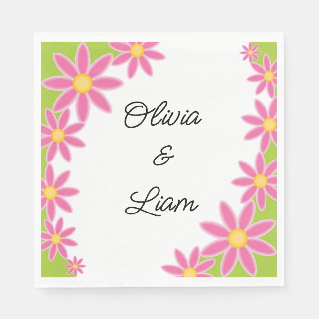 Retro personalized wedding napkins (Front)