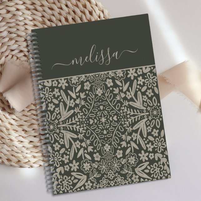 Retro personnalisé Vibe Green Journal Feuille (Créateur téléchargé)