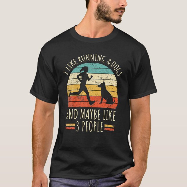 Retro Pet Dog Lover I Like Running T-Shirt (Front)