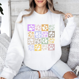 Retro Pet Paw Chequered Pattern  Sweatshirt