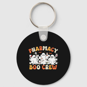 Retro Pharmacy Boo Crew Ghost Pharmacist Tech Hall Keychain