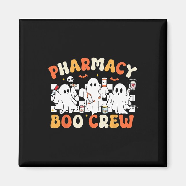 Retro Pharmacy Boo Crew Ghost Pharmacist Tech Hall Magnet (Front)