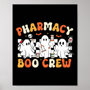 Retro Pharmacy Boo Crew Ghost Pharmacist Tech Hall Poster