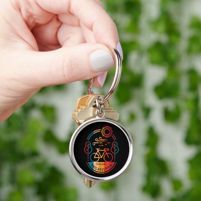 Retro Philadelphia Bike Trail Keychain (Hand)