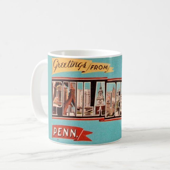 Retro Philadelphia Greeting Mug (Front Left)