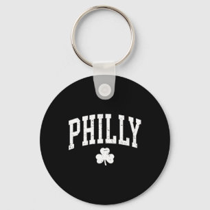 Retro Philly Philadelphia St Patricks Day Clover B Keychain