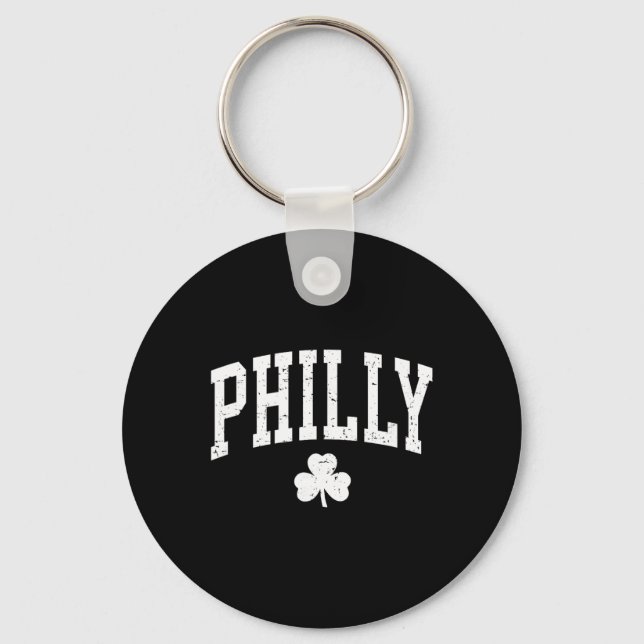 Retro Philly Philadelphia St Patricks Day Clover B Keychain (Front)