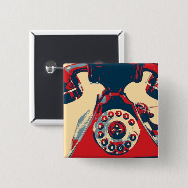 Retro Phone 2 Inch Square Button (Front & Back)