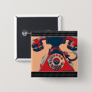 Retro Phone 2 Inch Square Button