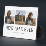 Retro Photo Collage Best Dad Ever  Plaque<br><div class="desc">Customizable father's day photo block featuring 3 photos of your own with a fun typography font beneath it that says "best dad ever." Perfect keepsake gift for the father.</div>