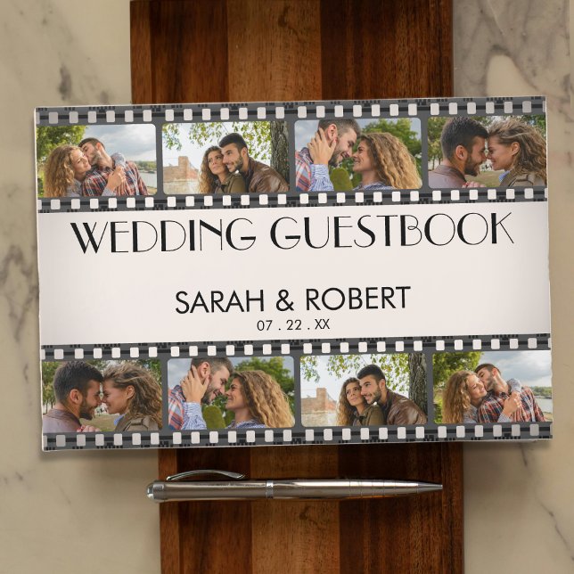 Retro Photo Collage Film Strip Wedding Guest Book (Retro Photo Collage Film Strip Wedding Guest Book
)