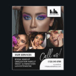 Retro Photo Collage Logo QR Makeup Promotional Flyer<br><div class="desc">Double sided flyer for a makeup artist, nail artist, hair stylist or similar profession where you need to showcase your work in a retro photo collage with black and white backgrounds and text. Personalize with your logo and on the back an additional photo and your QR code with your social...</div>