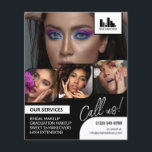 Retro Photo Collage Logo QR Makeup Promotional Flyer<br><div class="desc">Double sided flyer for a makeup artist, nail artist, hair stylist or similar profession where you need to showcase your work in a retro photo collage with black and white backgrounds and text. Personalize with your logo and on the back an additional photo and your QR code with your social...</div>