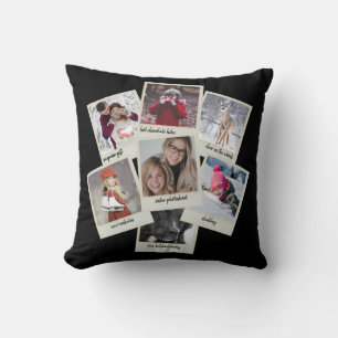 Retro photo collage throw pillow