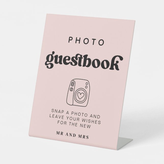 Retro Photo Guestbook | Wedding photo booth sign (Front)