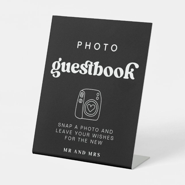 Retro Photo Guestbook | Wedding photo booth sign (Front)