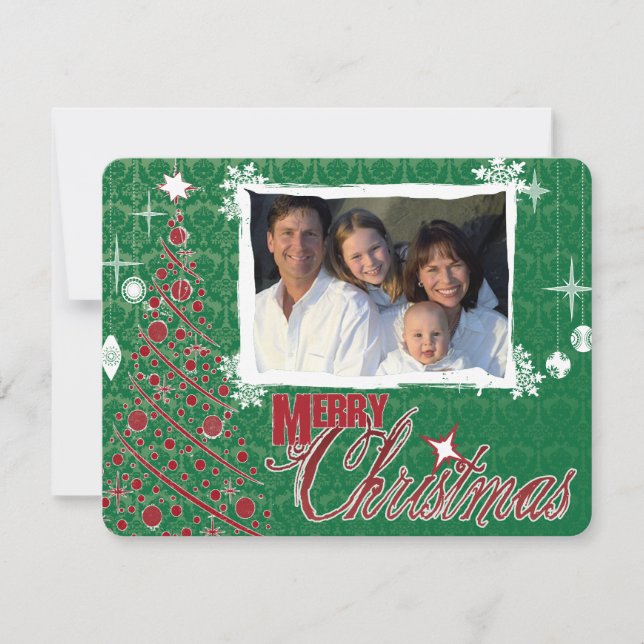 Retro Photo Holiday Letter Christmas Card (Front)