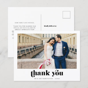 Retro Photo Wedding Thank You Postcard