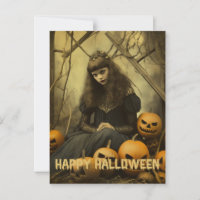 Retro Photography Halloween cute bad witch girl