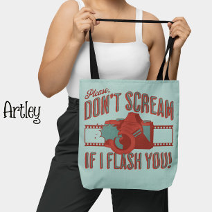 Retro photography tote bag, funny camera tote bag