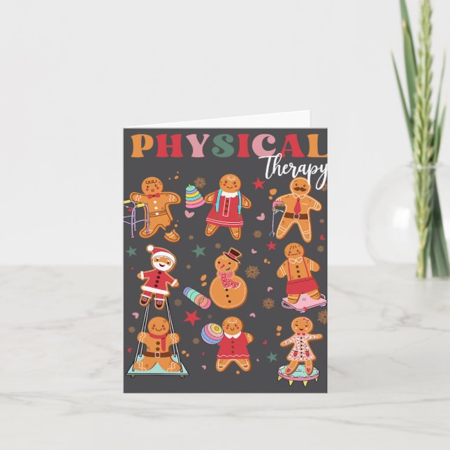 Retro Physical Therapy Gingerbread Christmas Pt Fu Card (Front)