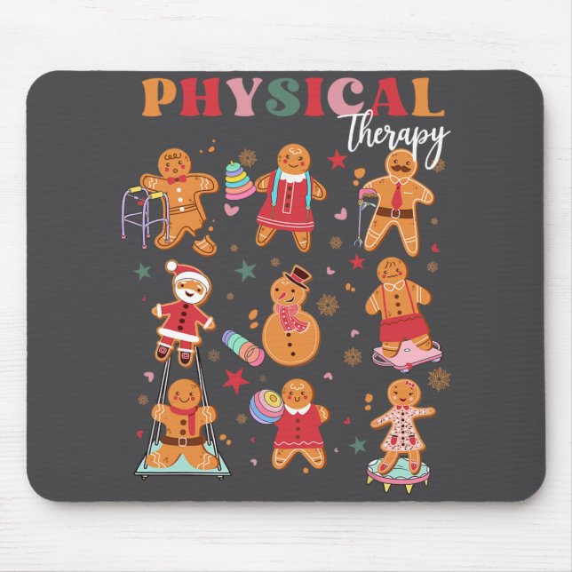 Retro Physical Therapy Gingerbread Christmas Pt Fu Mouse Pad (Front)
