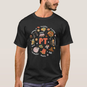 Retro Physical Therapy PT Fall Vibes Autumn Thanks T-Shirt