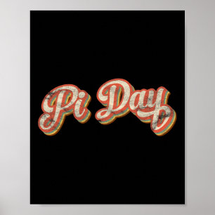 Retro Pi Day Text Gift Vintage Math Teacher Studen Poster