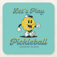 Retro Pickleball Cartoon Mascot Personalized Text