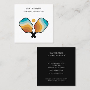 Retro Pickleball Paddle Ball Pickleball Instructor Square Business Card