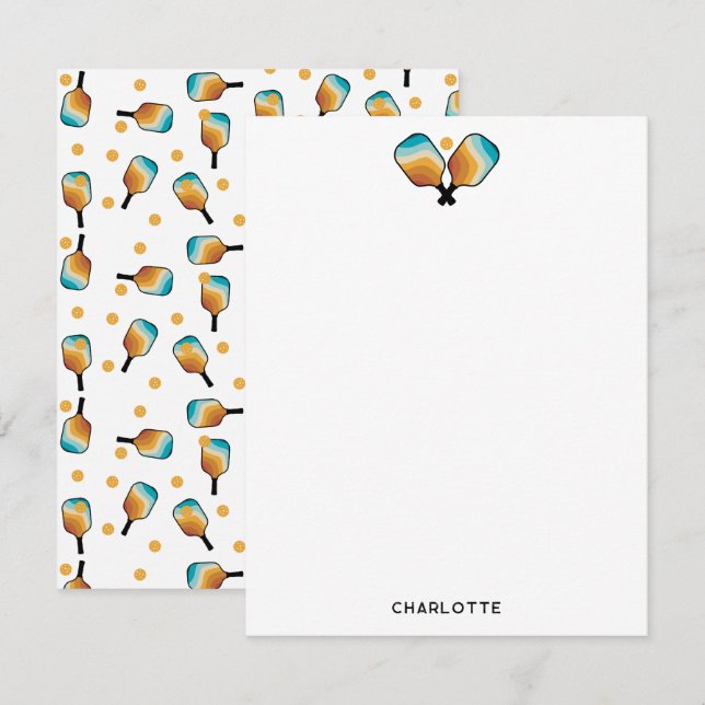 Retro Pickleball Paddles & Ball Custom Name Card (Front/Back)