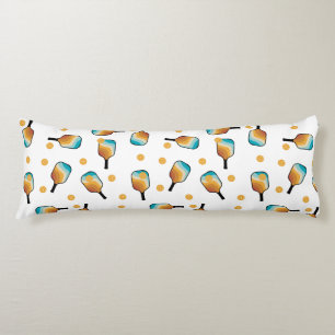 Retro Pickleball Paddles & Ball Pattern Body Pillow