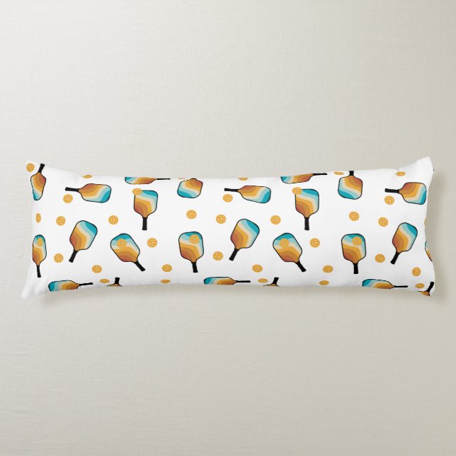 Retro Pickleball Paddles & Ball Pattern Body Pillow (Front)