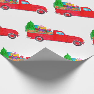 Retro Pickup with Christmas Gifts Wrapping Paper