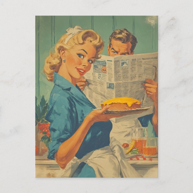 Retro Pie and Paper Charm Postcard (Front)