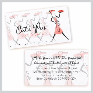 Retro pie girl apron baking bakery business car... card