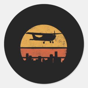 Retro Pilot C172 Flying Gift Classic Round Sticker