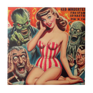 Retro Pin-up and Monsters Tile