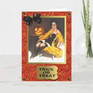 RETRO PIN UP GIRL HALLOWEEN CARD