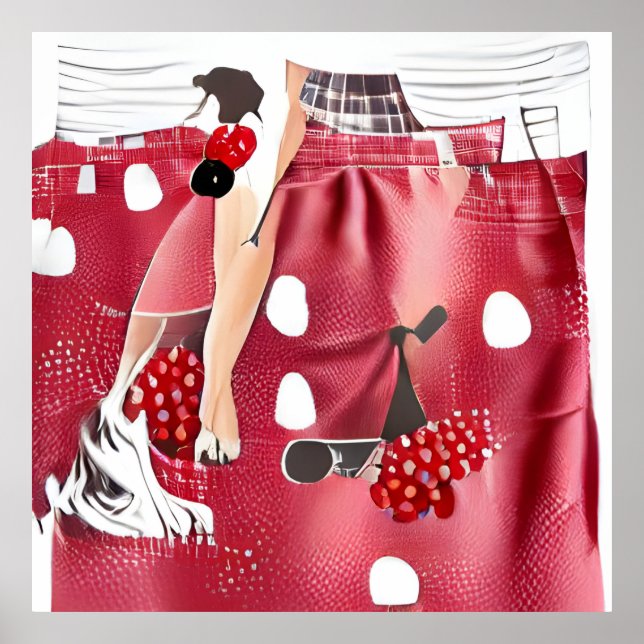 Retro Pin Up girl inspired AI generated art Poster (Front)