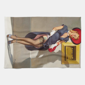 Retro Pin-Up Girl Kitchen Towel