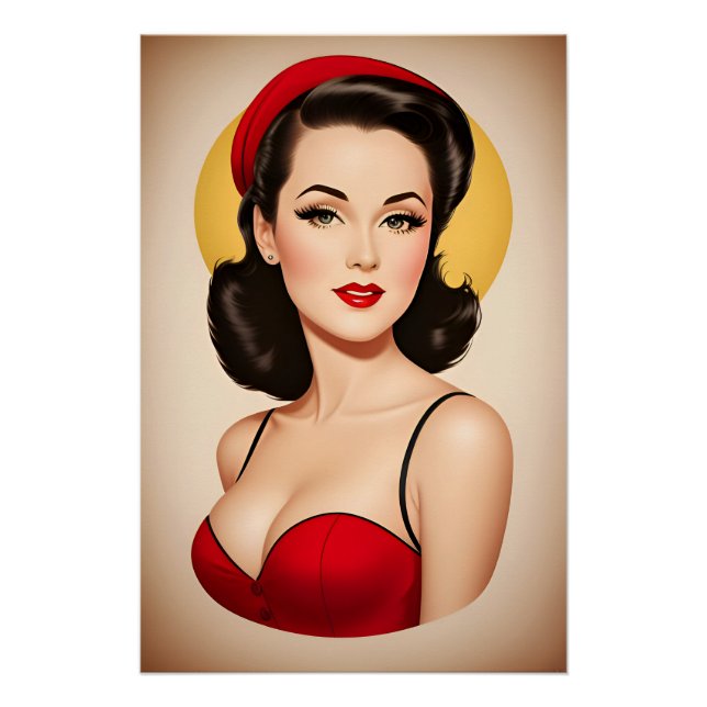 RETRO PIN UP GIRL POSTER (Front)