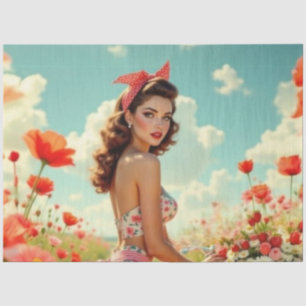 Retro Pin-Up Girl with a Pop-Art Twist Decoupage  Tissue Paper