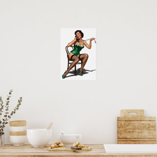Retro Pin-up Girl with Green Shoes Poster