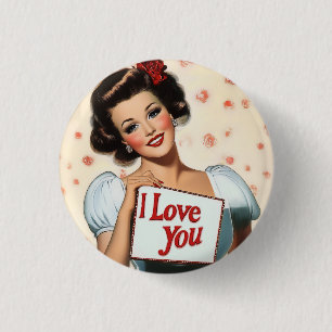 Retro Pin-Up Love 1 Inch Round Button