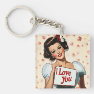 Retro Pin-Up Love Keychain
