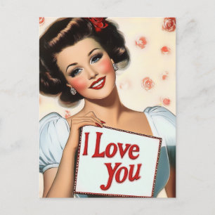 Retro Pin-Up Love Postcard